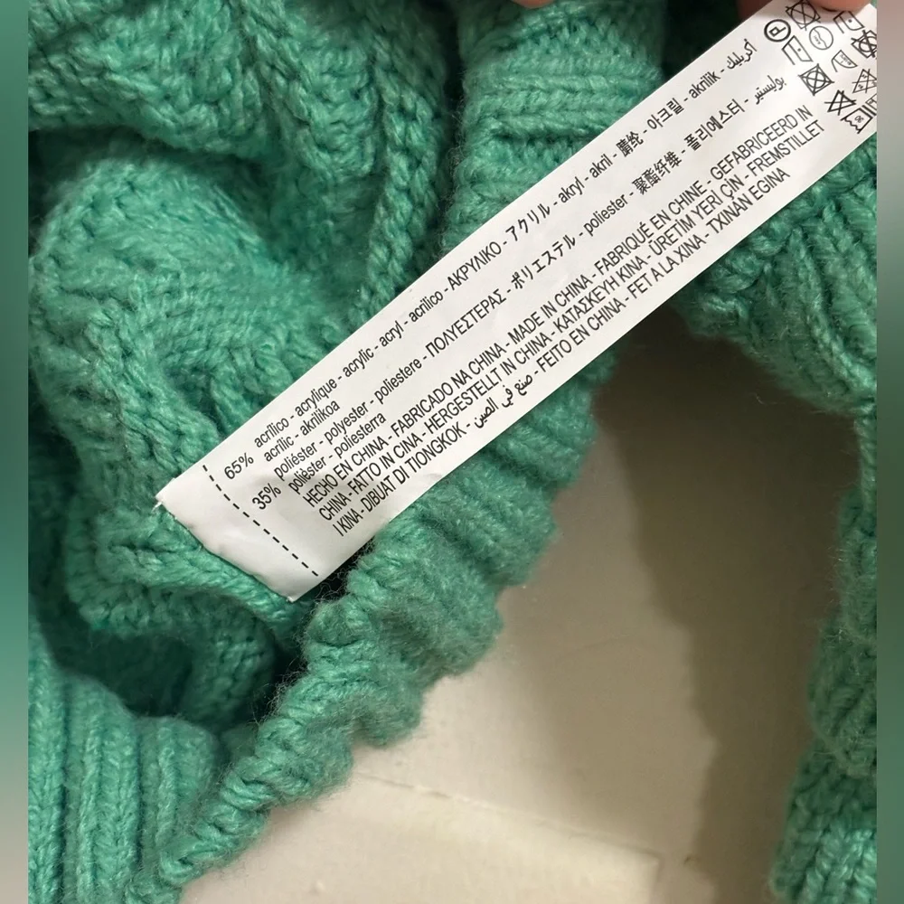 Zara Mint Green Girls Quilted Chunky Knit Swaeter Size 9-10 Years - Picture 4 of 6